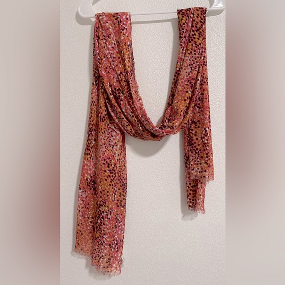 Talbots Orange & Pink Multi Scarf 100% Viscose 76”x21” NWOT - Picture 1 of 3